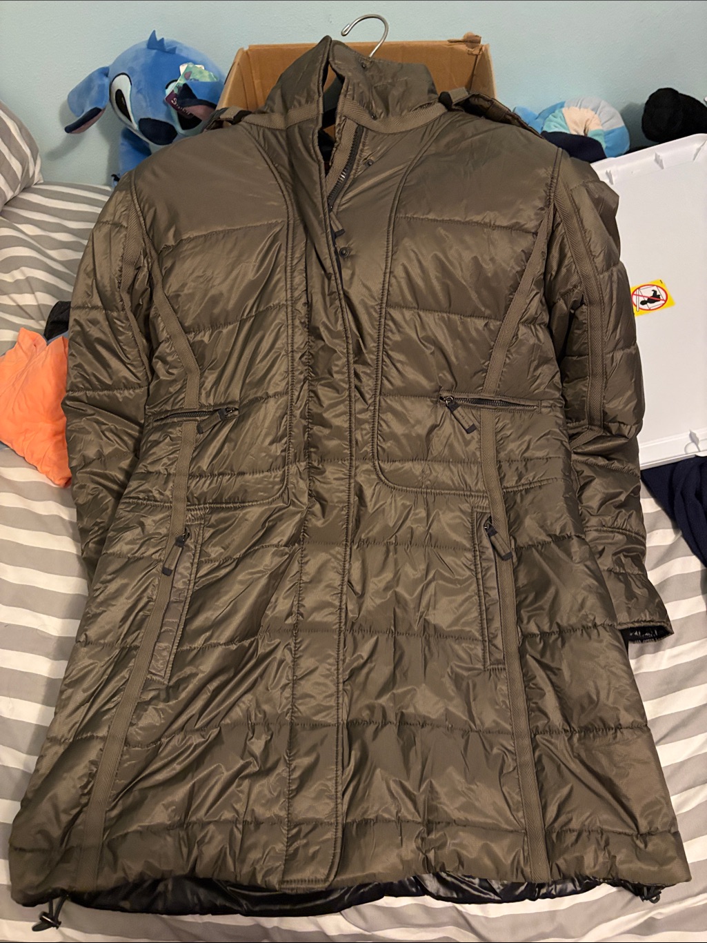 Frauenschuh Women’s Quilted Long Puffer Coat - Olive Green